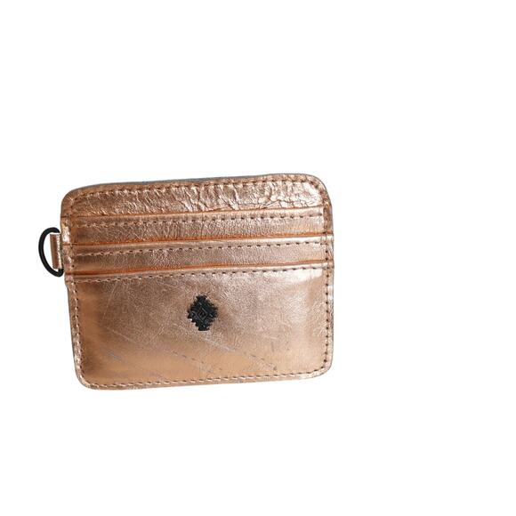 FLASH SALE 🍒 Metallic Brass Leather Card Case Wallet - Picture 3 of 8